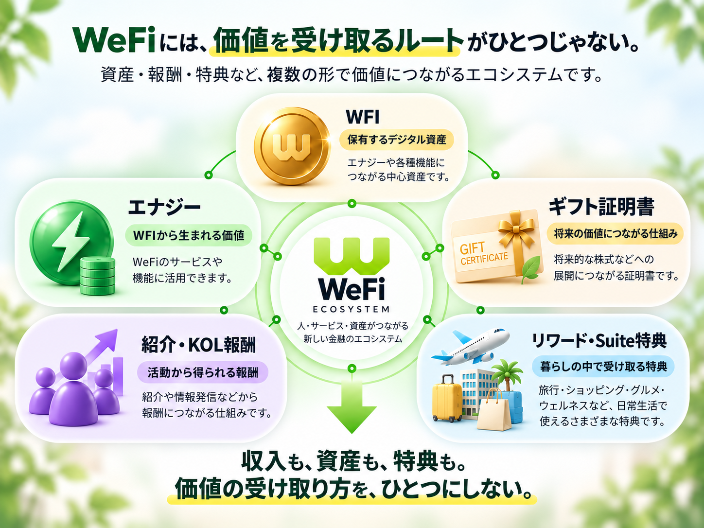 WeFiには価値を受け取るルートがひとつではないことを示す図
